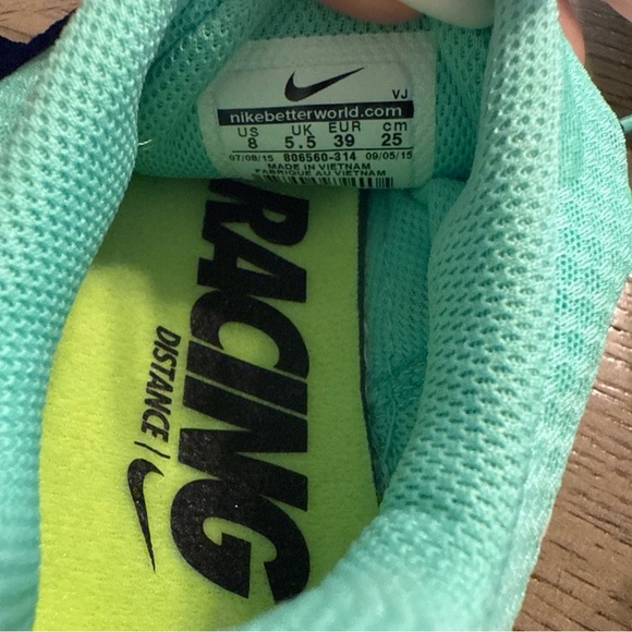 NIKE Rival D 9 Green Glow White Mid Distance Track  Shoes Womens Sz 8 No Spikes - Picture 4 of 4